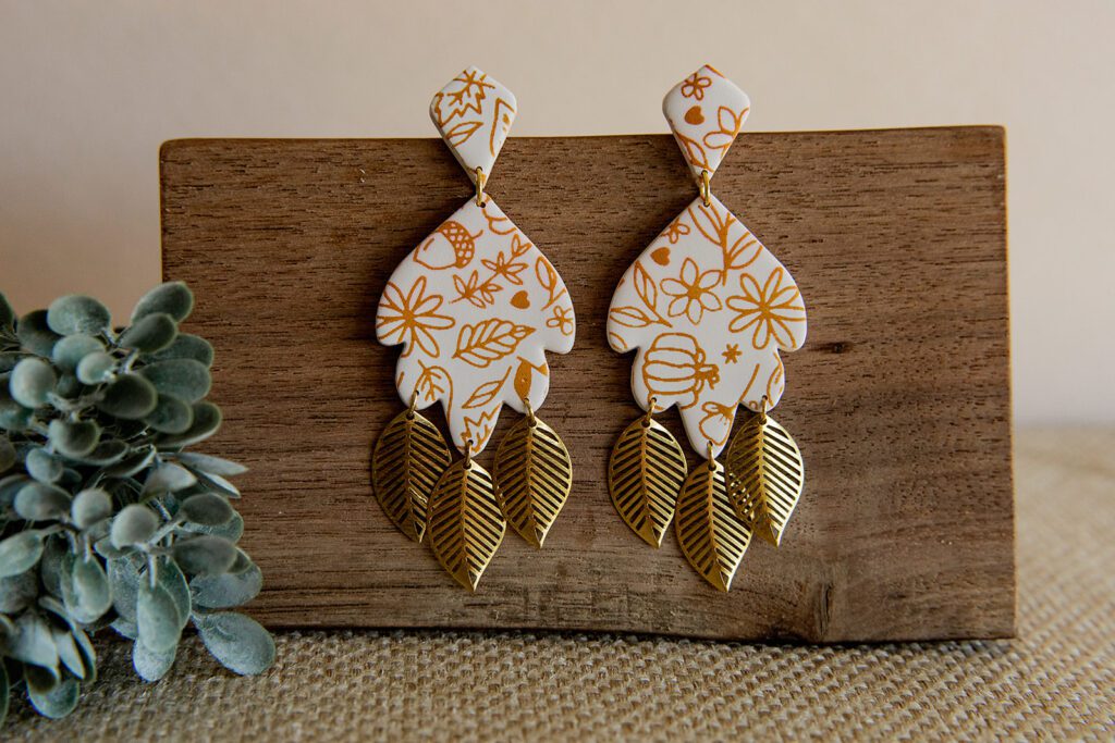 pair of earrings displayed as part of a new product line